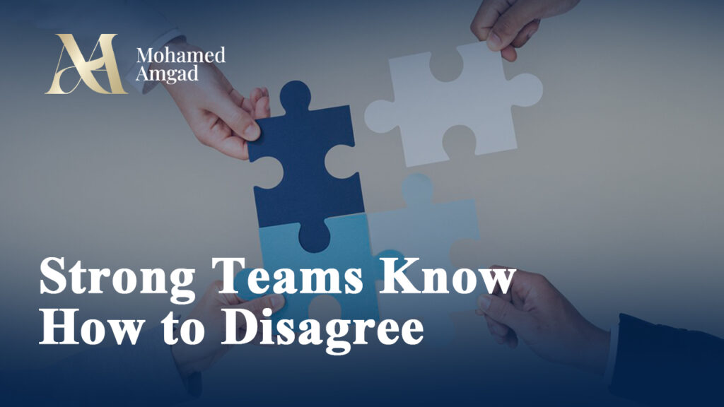 Strong teams know how to disagree – article cover showing people assembling puzzle pieces