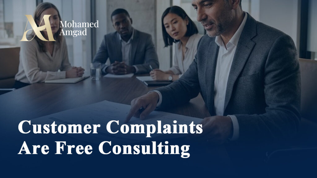 Customer complaints are free consulting – article cover showing a business team reviewing a customer issue